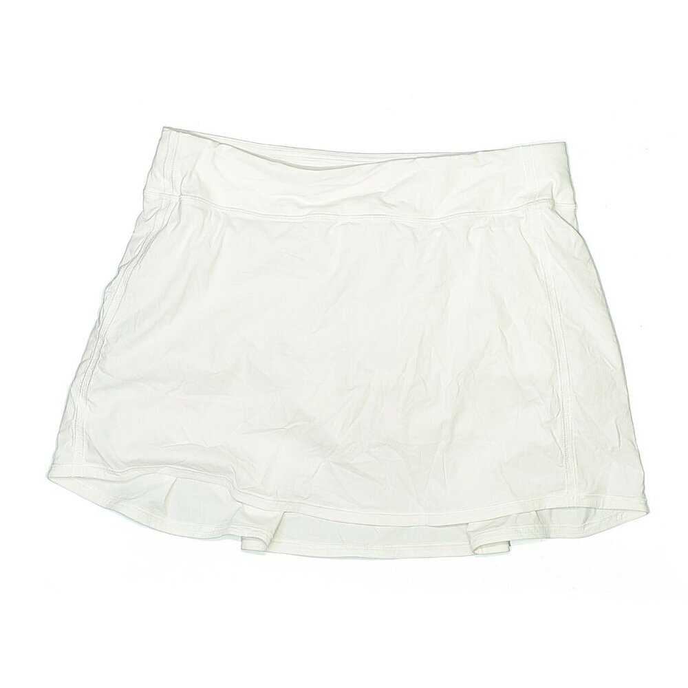 Lululemon Pace Rival white tennis run 15.5" Skirt sz 12  No Panels skort  EUC